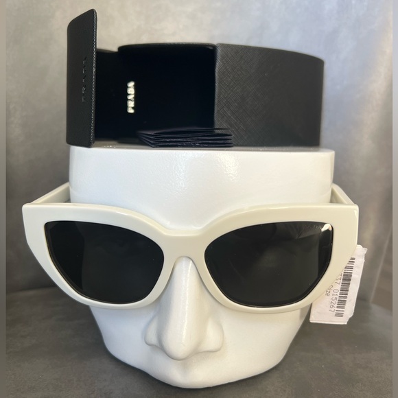 Prada SPR A09 Cat Eye Sunglasses in White - Picture 6 of 11